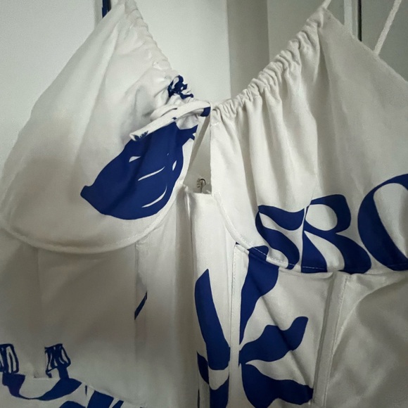 Sabo Skirt White and Blue Women's Summer Corset Maxi Dress NWT - Picture 3 of 7
